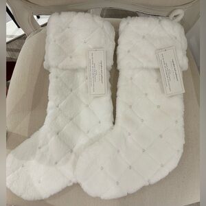 Cupcakes & Cashmere White Quilted Stockings With Pearl Detail Set of 2 NWT